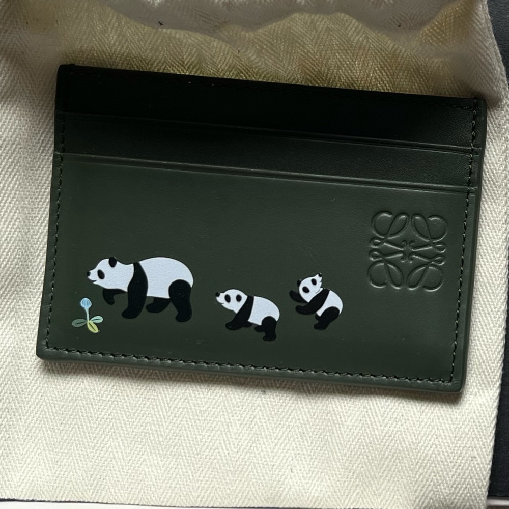 Loewe Panda Plain Cardholder in Satin Calfskin